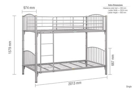 Birlea Corfu Metal Kids Bunk Bed Frame