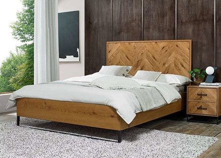 Bentley Riva Rustic Oak Panel Bed Frame
